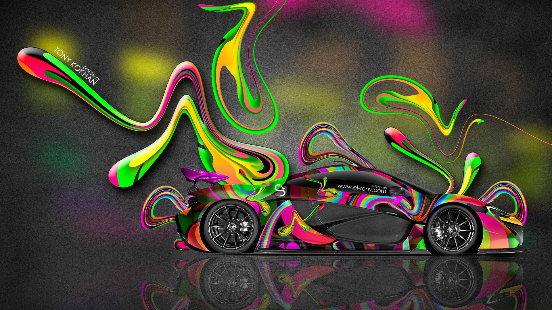 tony kohan mclaren p1 lado multicolors abstracto aerógrafo papel pintado el tony cars photoshop estilo mclaren p1 brillante abstracto plástico vista lateral multicolor coche 2014