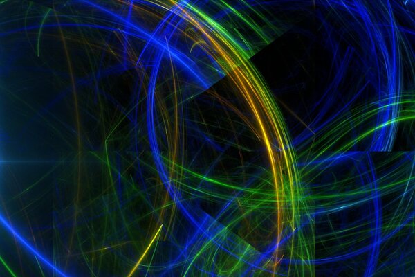 Líneas coloridas sobre fondo azul oscuro