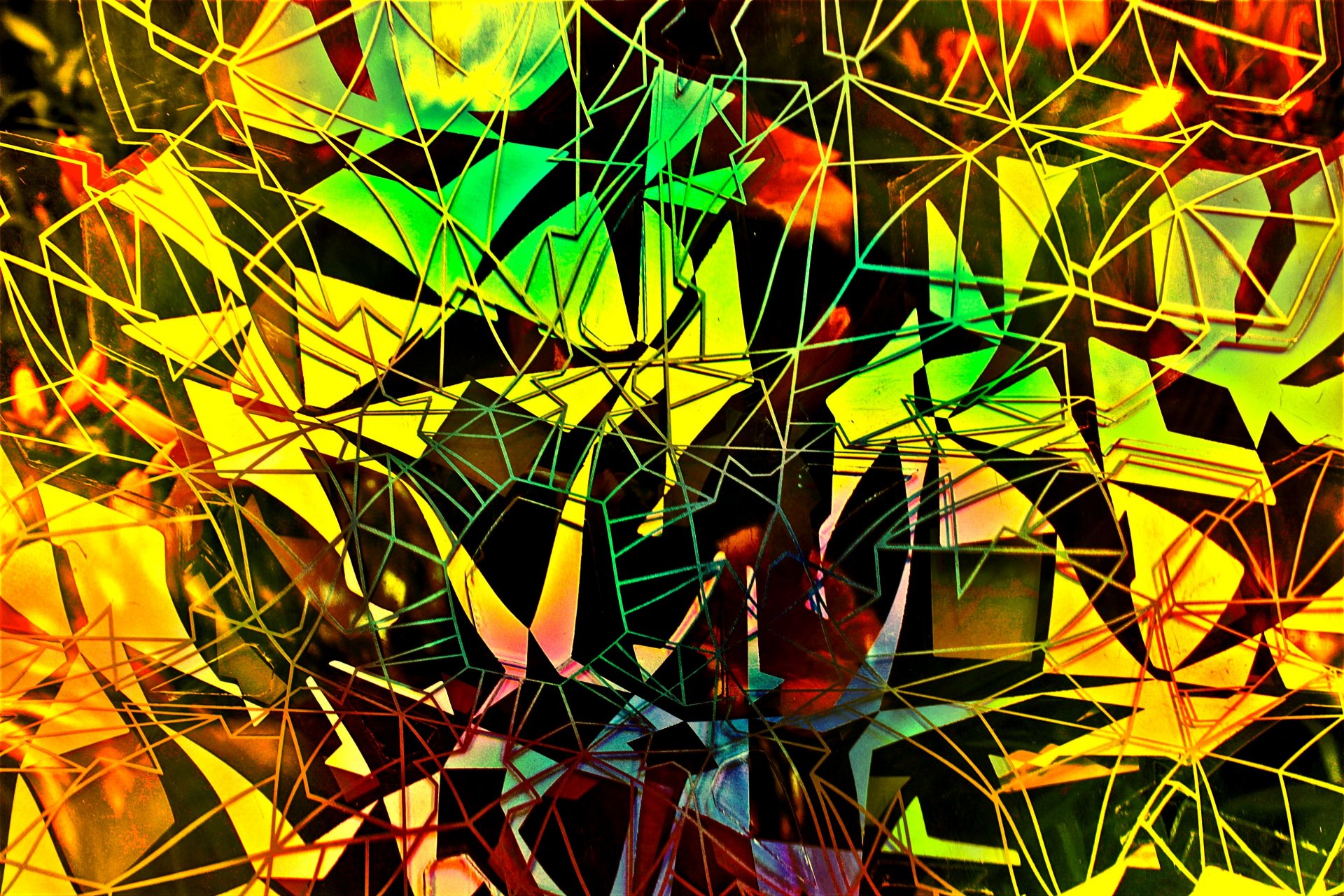 fractales refracción de la luz colores formas geométricas tríptico