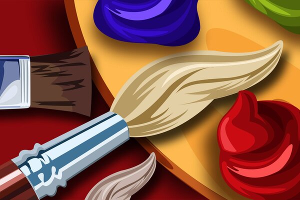 Protector de pantalla de artista con paleta y pincel