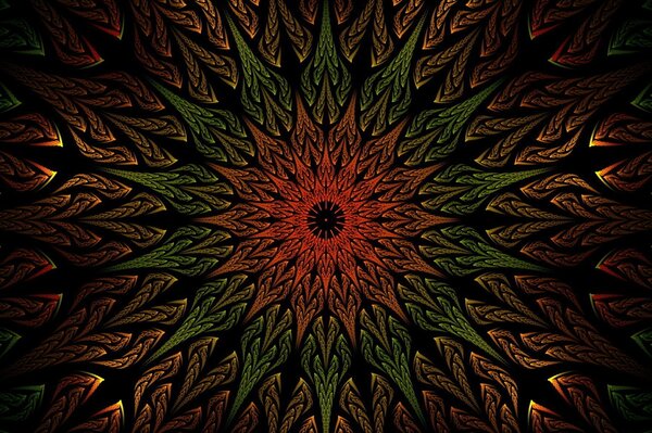 Patrón en forma de sol sobre fondo negro