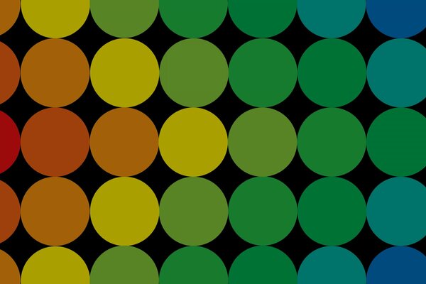 Abstracción geométrica. Círculos de colores del arco iris sobre fondo negro