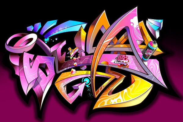 Graffiti multicolor volumétrico sobre un fondo uniforme
