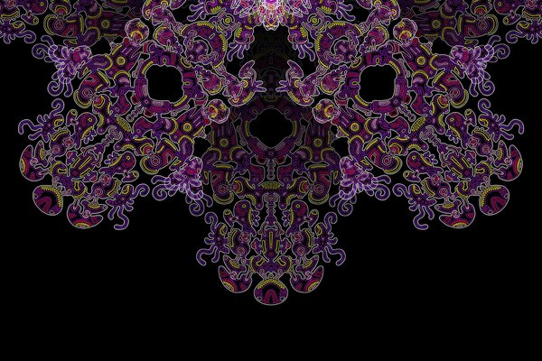 Mandala tonos púrpura sobre fondo negro