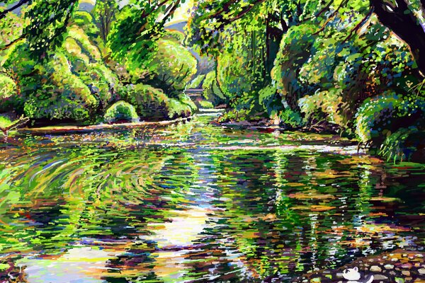 Brillante paisaje de verano con colores