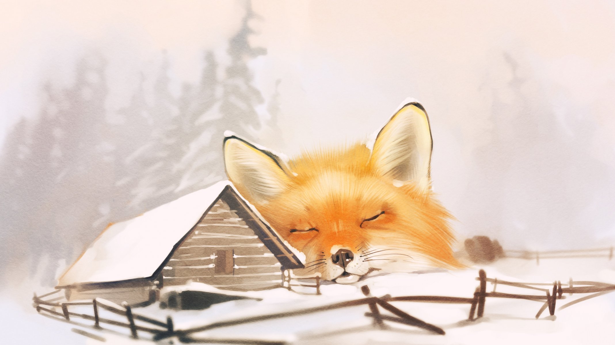 invierno zorro casa