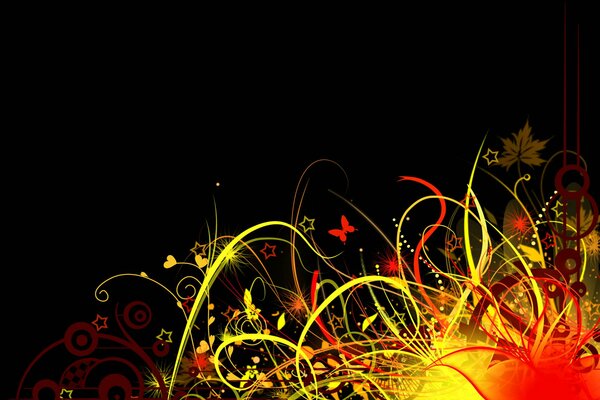 Hierba brillante sobre fondo oscuro