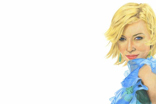 Retrato vectorial de la niña Cate Blanchett