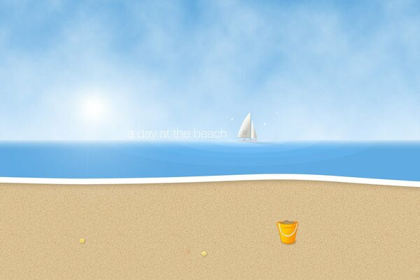 Playa minimalista con olas y arena