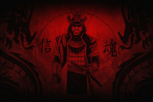 Samurai modelo representado como vivo