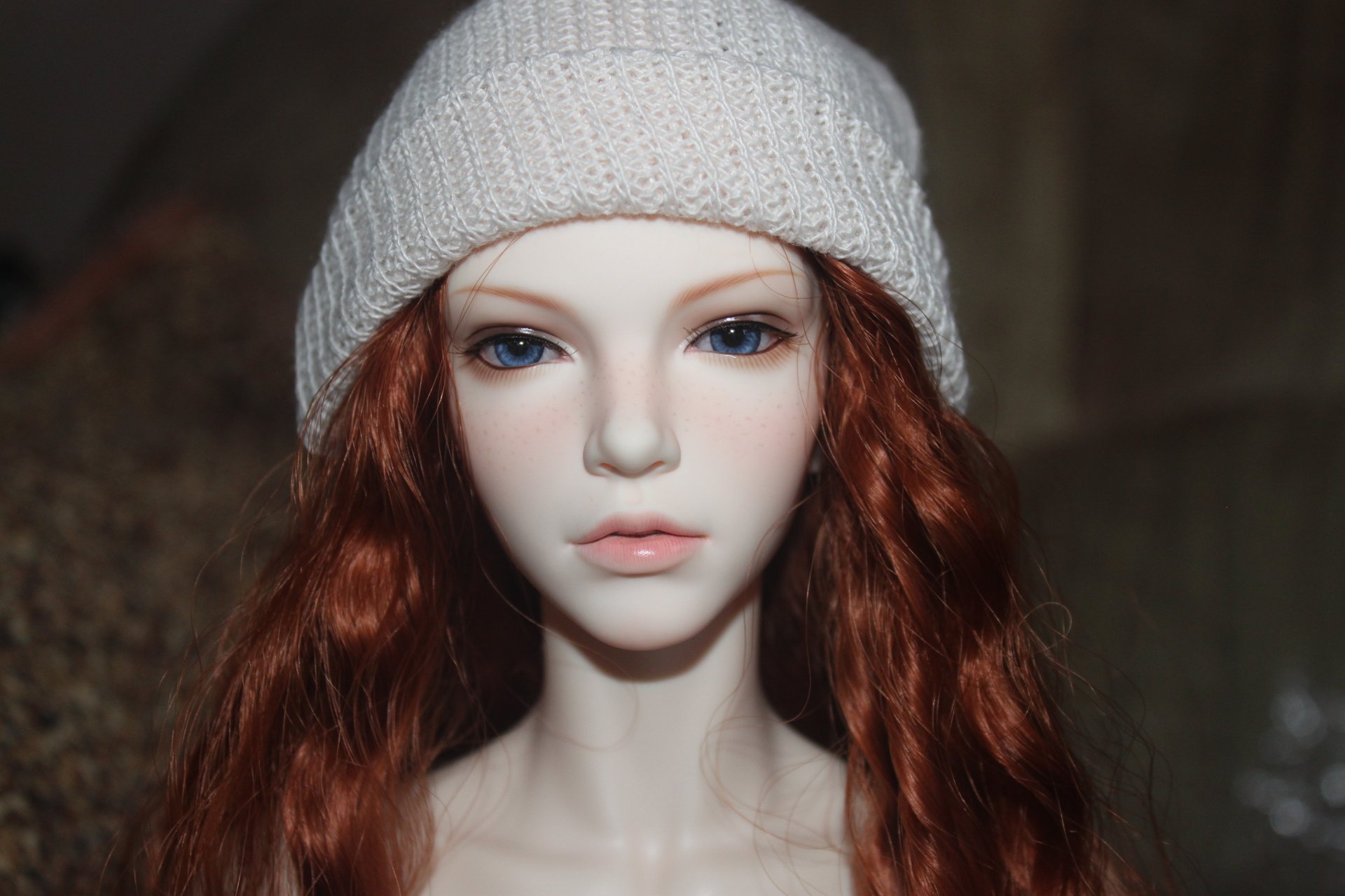 muñeca bjd pelo rojo muñeca articulada sombrero ojos azules