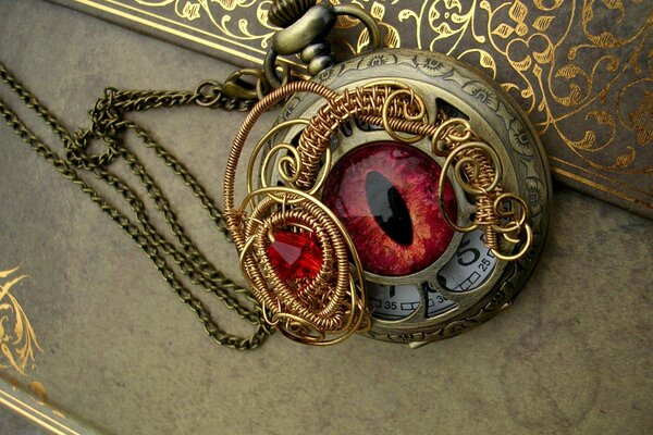 Reloj de bolsillo colgante con forma de ojo