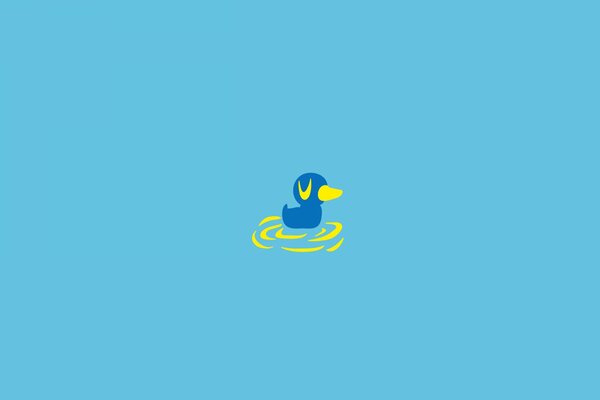 Patito azul sobre fondo azul