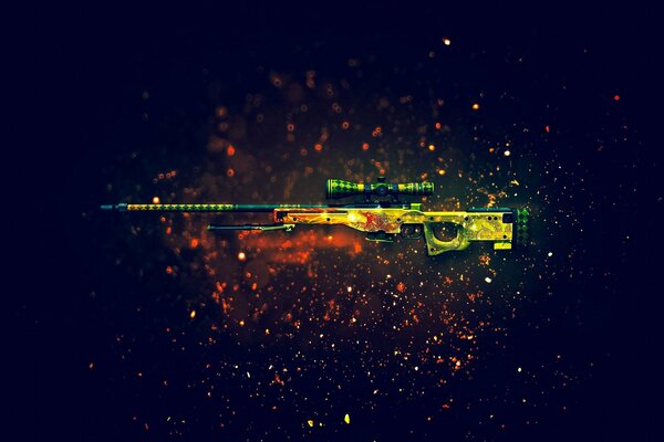 Rifle de francotirador sobre fondo negro
