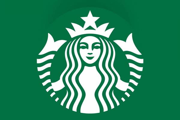 Emblema blanco de la cafetería sobre fondo verde