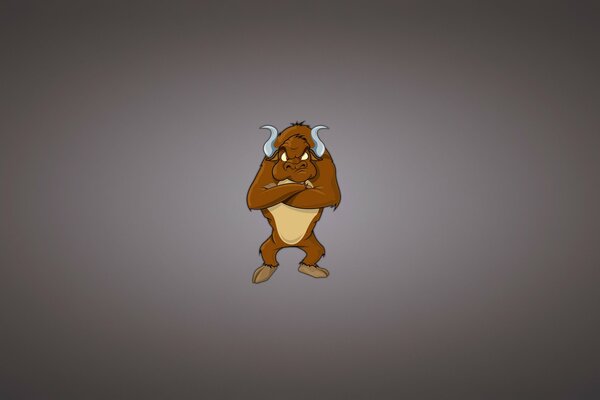 Toro sombrío sobre fondo gris