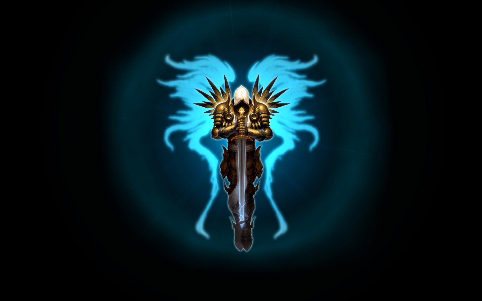 arte diablo 3 tyrael alas espada fondo oscuro