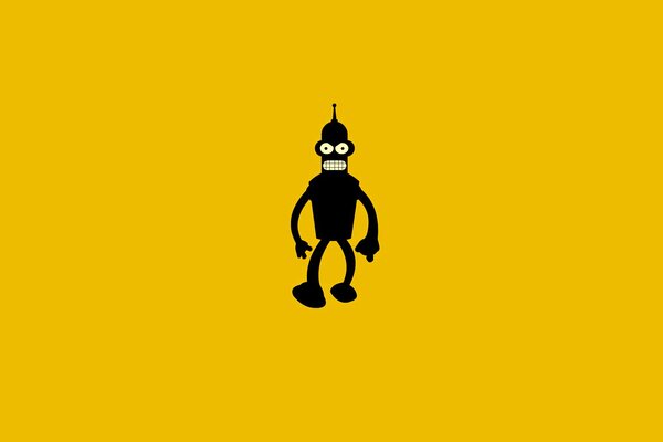 Robot sobre fondo amarillo