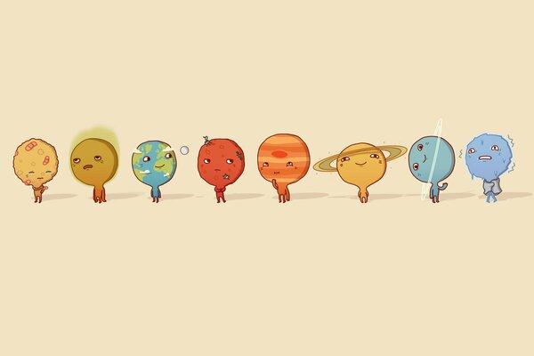 Planetas dibujados a mano-niños con carácter