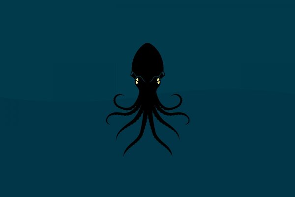 Pulpo negro con ojos amarillos