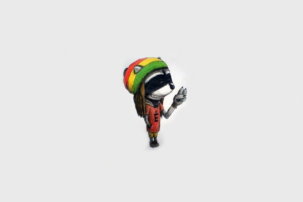 Reggae mapache en un sombrero