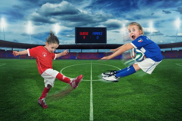 Imagen divertida con niños y pelota