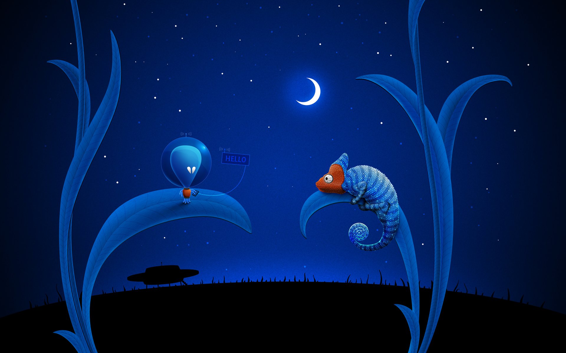 azul luna ovni alienígena camaleón