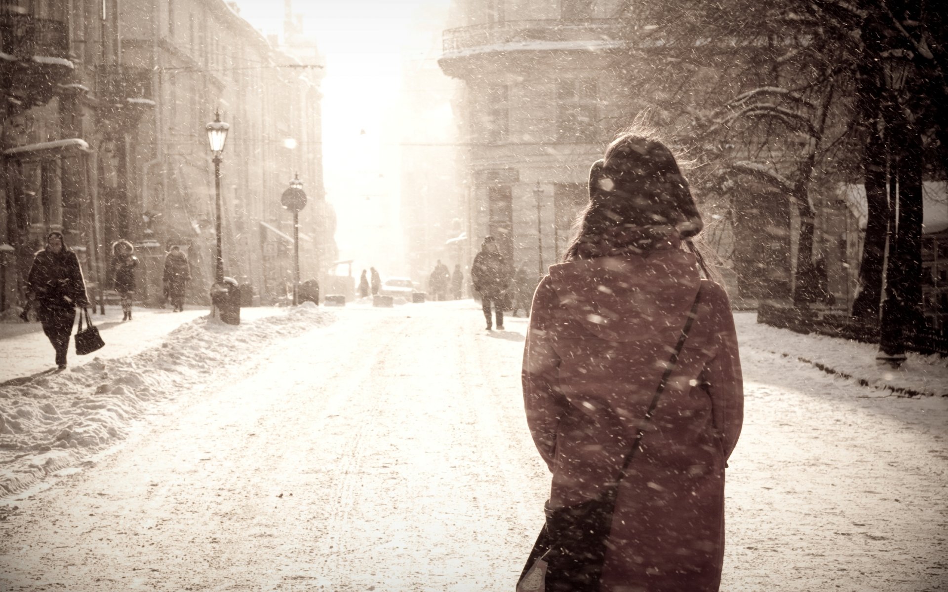 nieve tormenta de nieve invierno ciudad chica