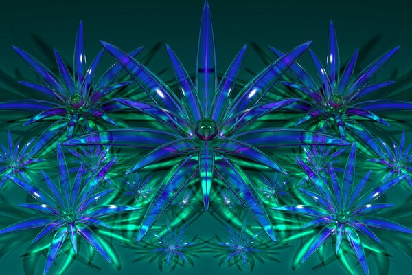 Abstracción de vidrio en tonos azul-verde