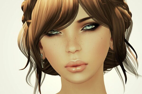 Render arte con una chica con un fondo neutral