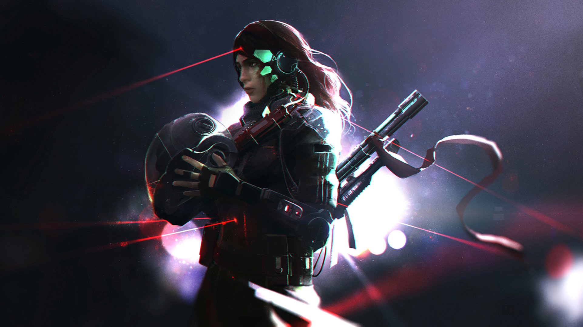 arte casco agente láser arma traje mira láser designador láser