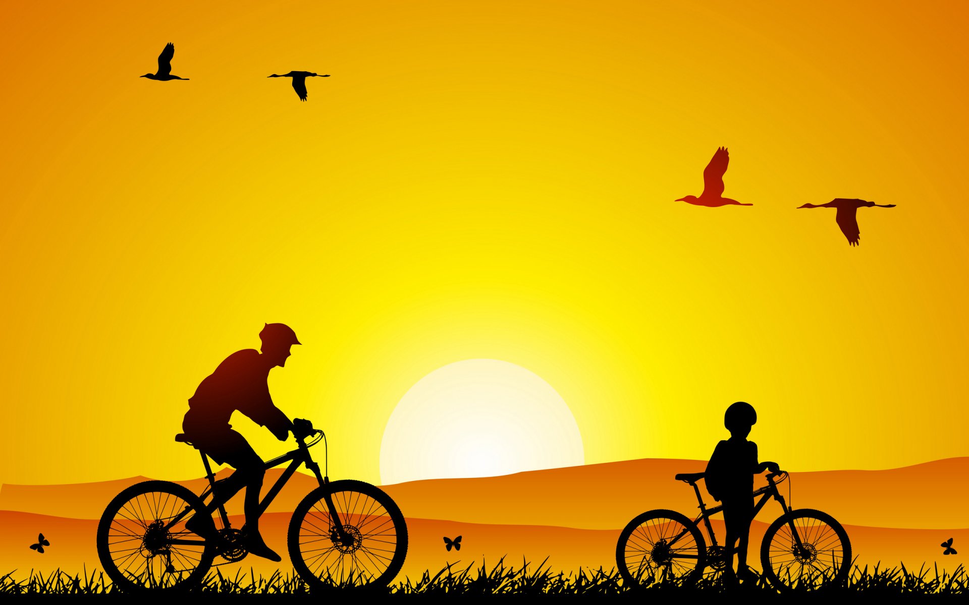 estados de ánimo estado de ánimo minimalismo caminar papá hijo bicicletas naturaleza pájaros