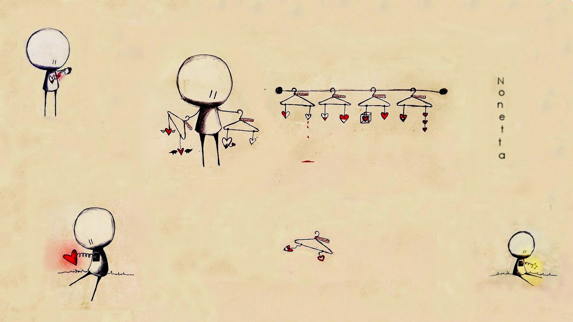 nonetta hombres abstracción corazones amor