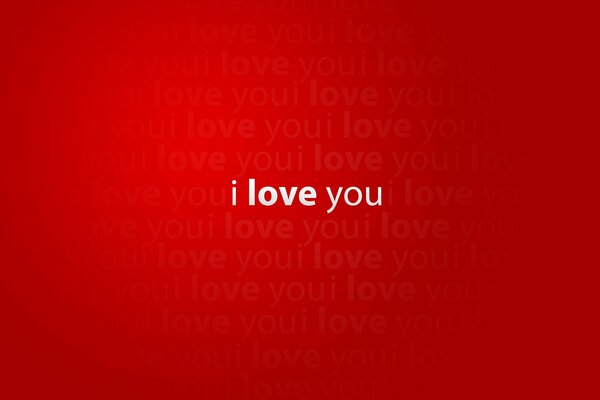 I love you. Fuente blanca sobre fondo rojo