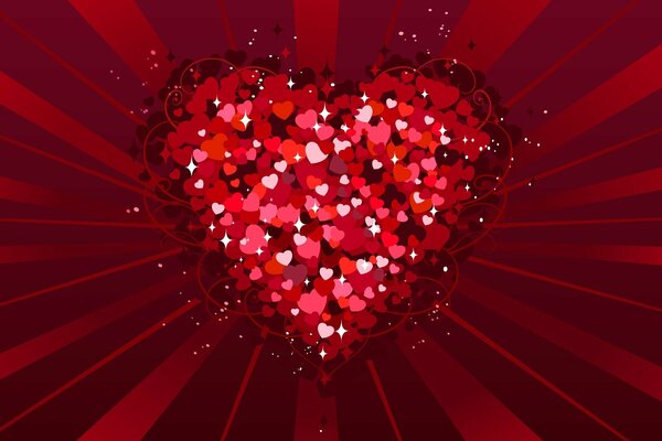 Día de San Valentín muchos corazones