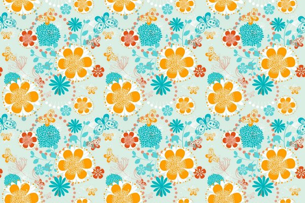 El patrón, las flores y las mariposas están hechos de papel