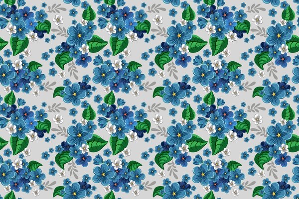 Azul flores patrón en la pared
