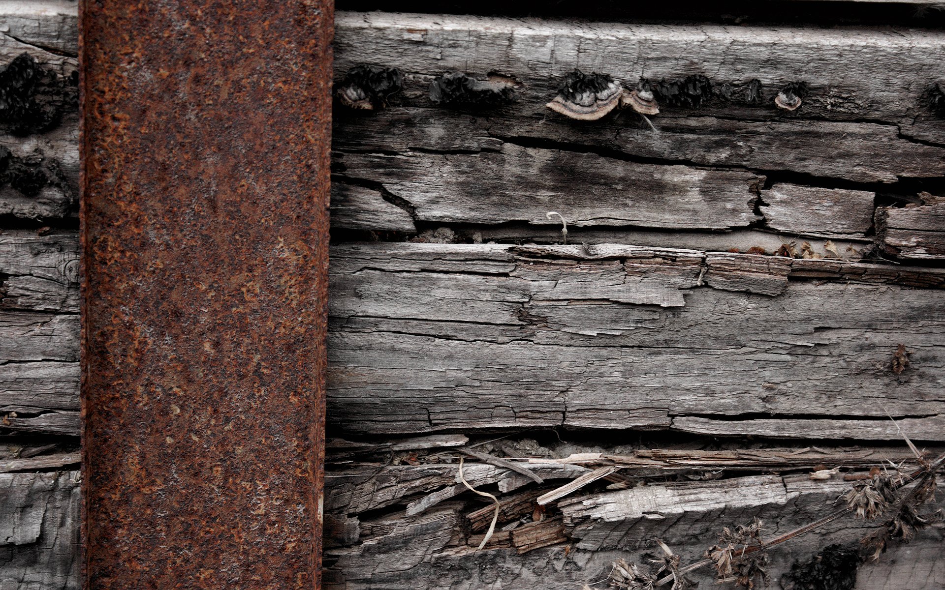 óxido metal madera