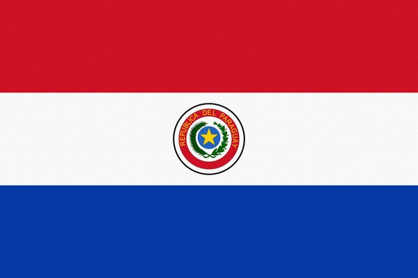 Bandera paraguaya sobre fondo blanco