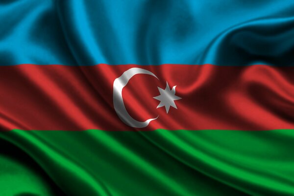 Bandera de Azerbaiyán en el viento