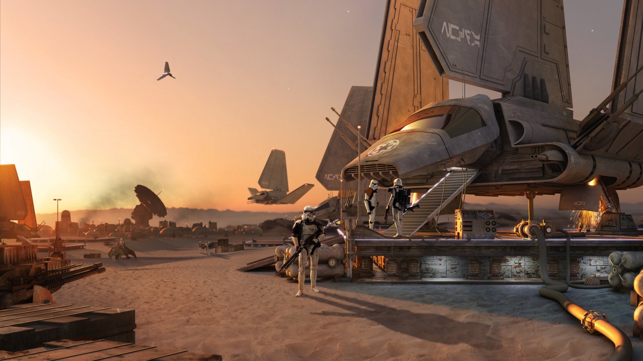 star wars nave espacial desierto planeta stormtroopers