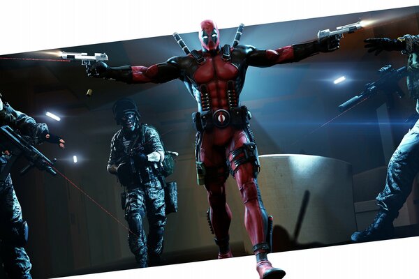 Deadpool dispara pistolas a los lados