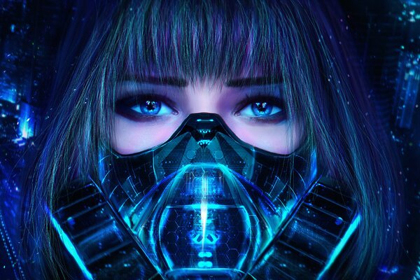 La mirada de la chica debajo del respirador