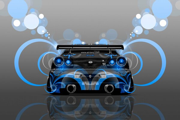 Nissan negro con aerógrafo azul