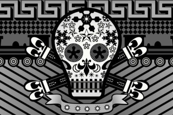 Imagen gráfica en blanco y negro del cráneo
