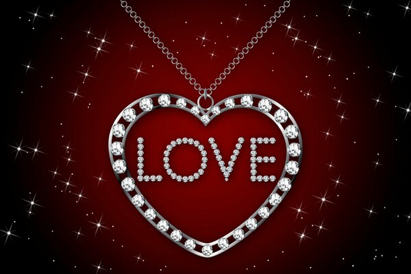 Collar de plata con letras de Amor en diamantes