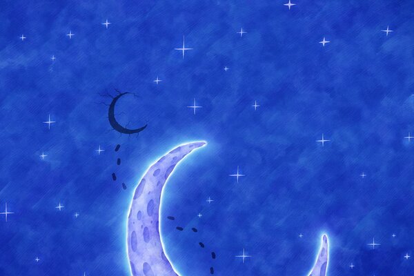 Dibujo de una Luna doble en el cielo