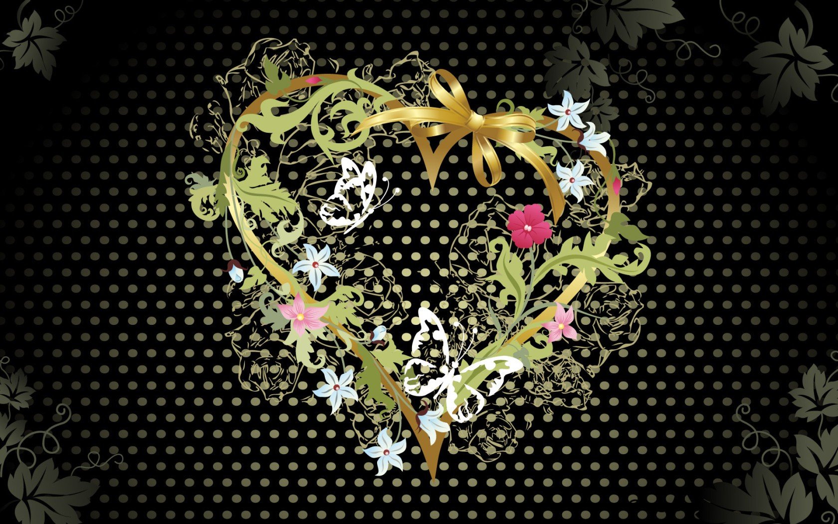 corazón flores negro