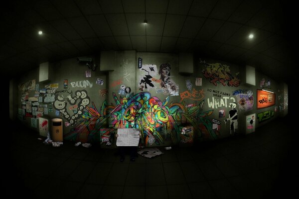 Dibujos en la pared de transición oscura
