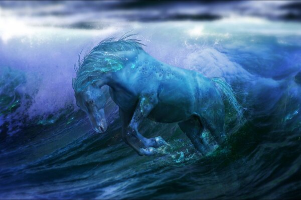 Caballo en el océano. Fantasía